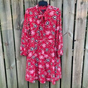 Red Bishop Sleeve Sundress with Collar